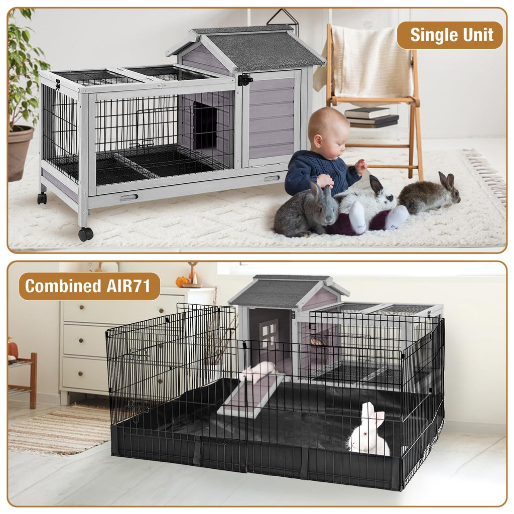 Wood Rabbit Hutch with Wire Mesh K1517