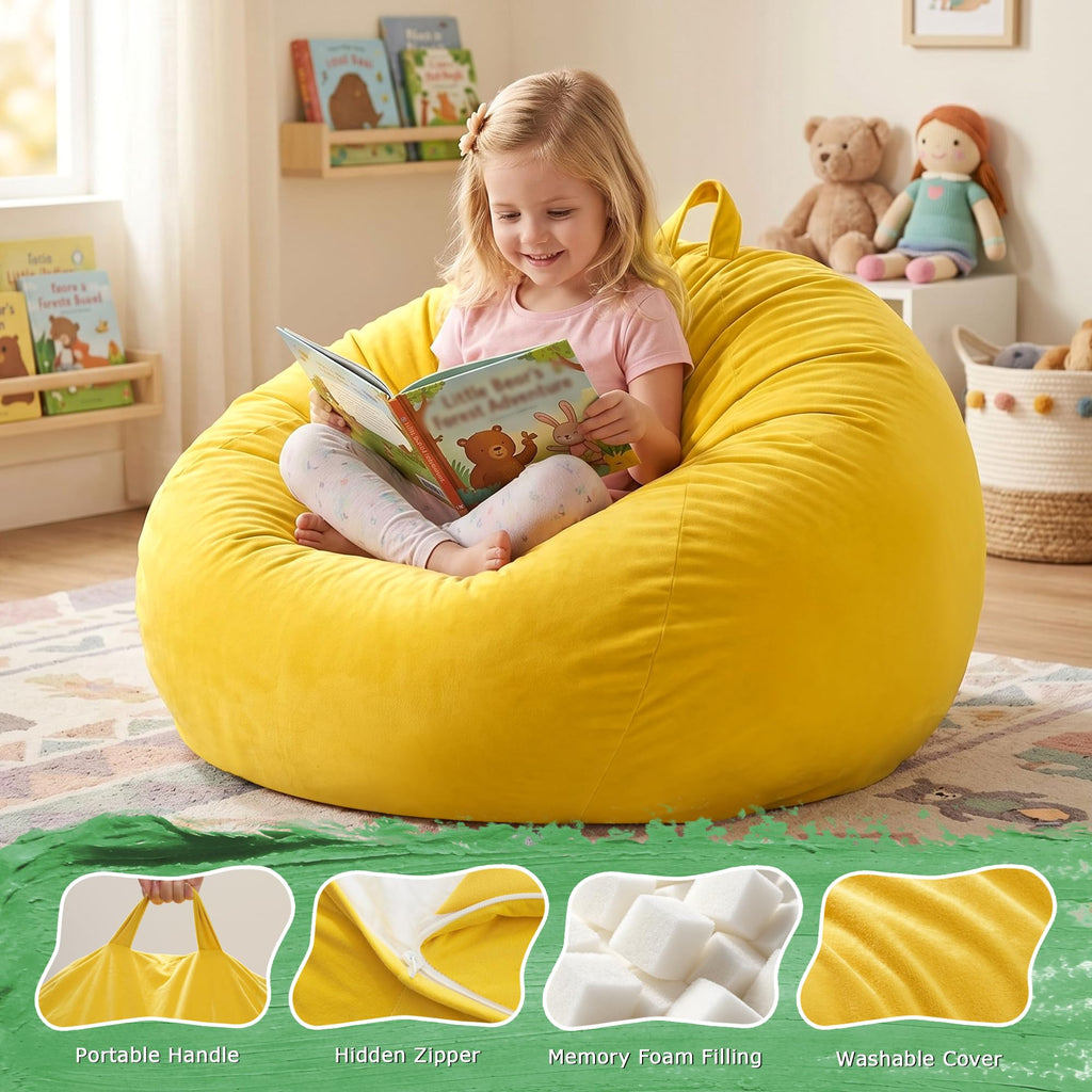 Bean Bag Chair Yellow 2FT X12271