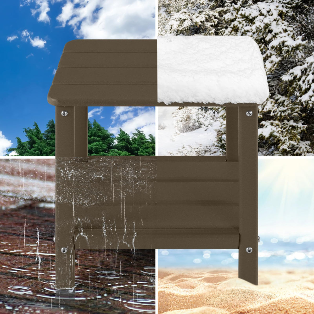 Set of 2 Dark Brown HDPE Storage Side Table T96173