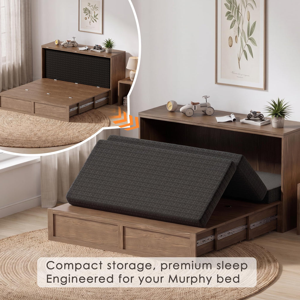 4 Inch Tri-Fold Twin Size Memory Foam Mattress with Washable Cover D216