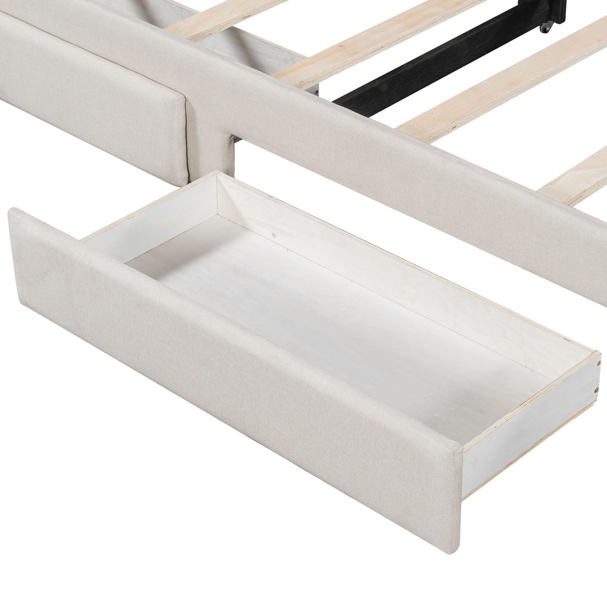 Twin XL Linen Upholstered Daybed with Storage Drawers and LED Light S211