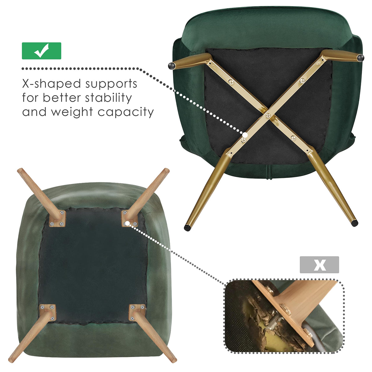 Green Upholstered Accent Chairs Set of 2 Q920