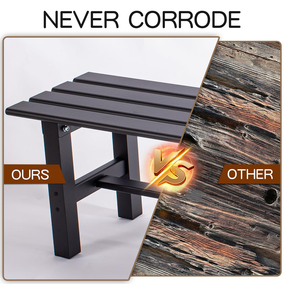 59 Inches Black 2-Person Aluminum Outdoor Bench E418392