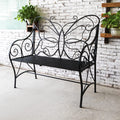 Outdoor Cast Iron Bench with Armrests Double Seats Q63520