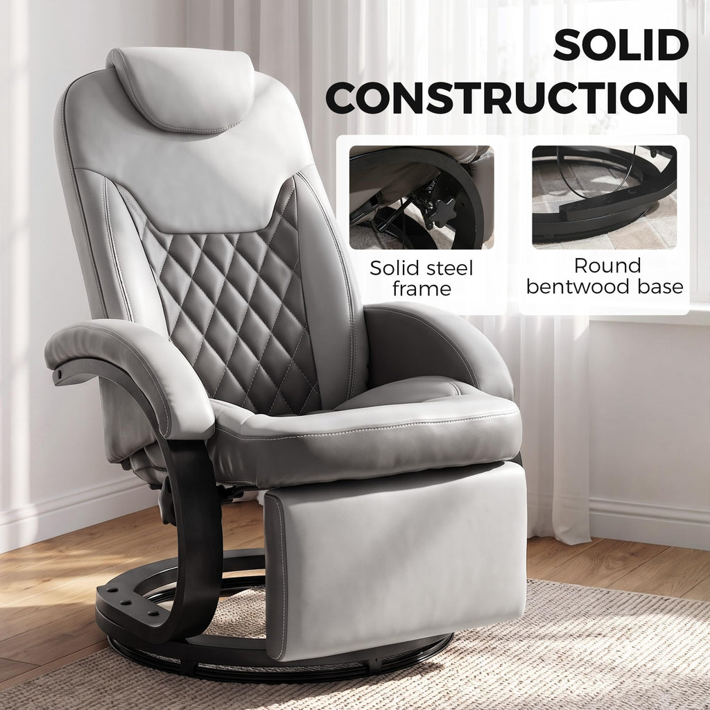 Gray Manual Recliner Chair with Footrest I914892