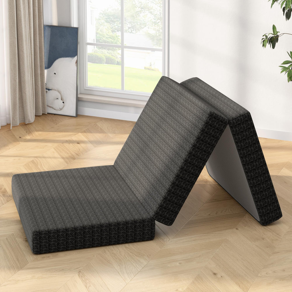 4 Inch Tri-Fold Twin Size Memory Foam Mattress with Washable Cover D216