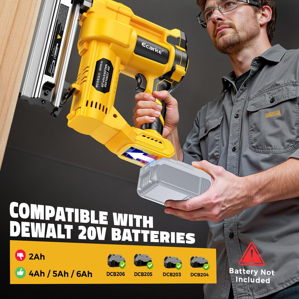 Cordless 2 in 1 Electric Nail Gun Staple Gun with 18GA Nails Y149
