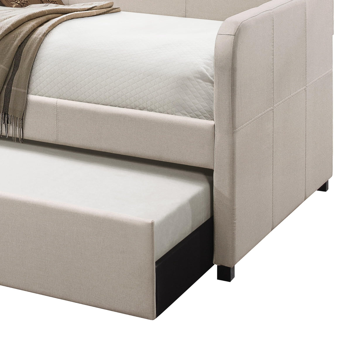 Beige Twin Daybed with Pull-Out Trundle N3984