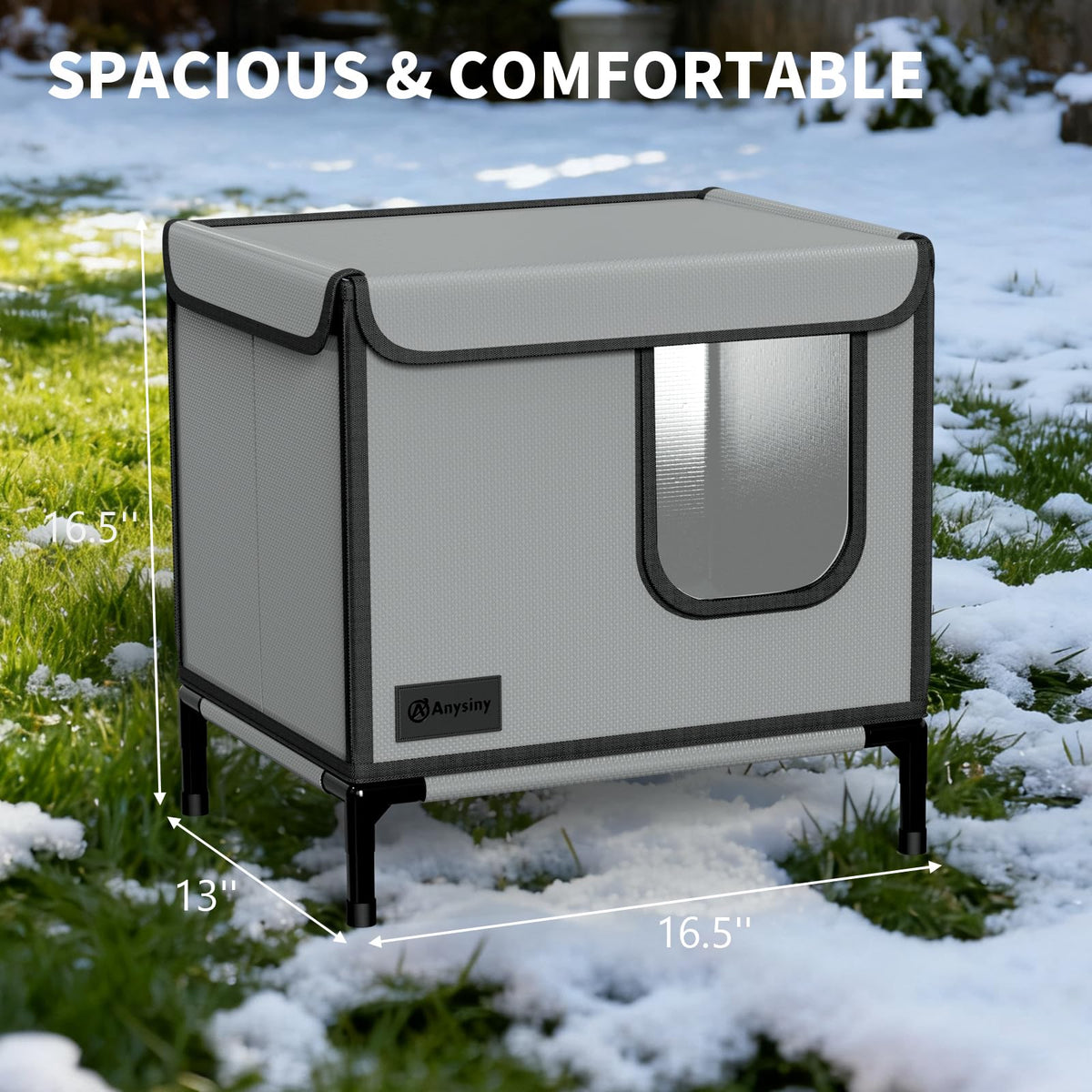 Weatherproof Outdoor Cat House with Thermal Aluminum Foil F509