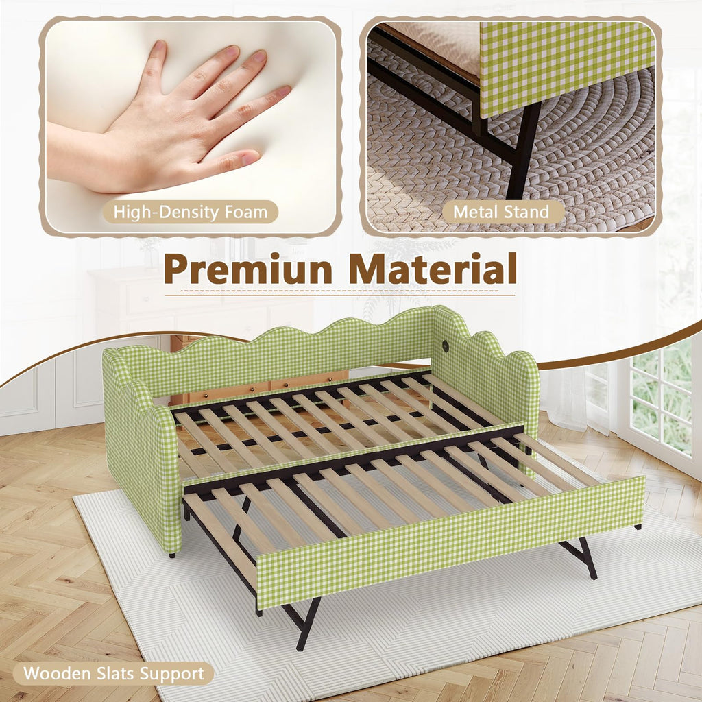 Twin Size Upholstered Daybed with Pop Up Trundle B765908