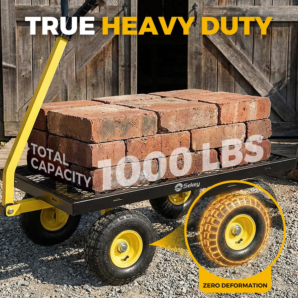 Steel Garden Cart 1000 lb Capacity Removable Sides D2989