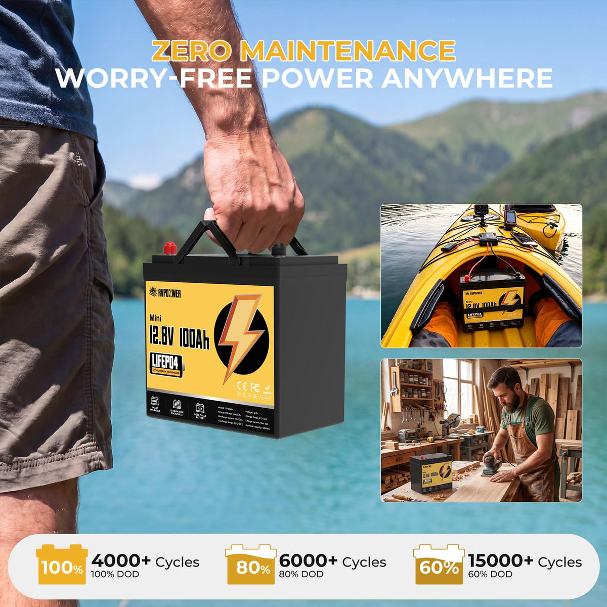 12V 100Ah LiFePO4 Battery Group 24 T53958