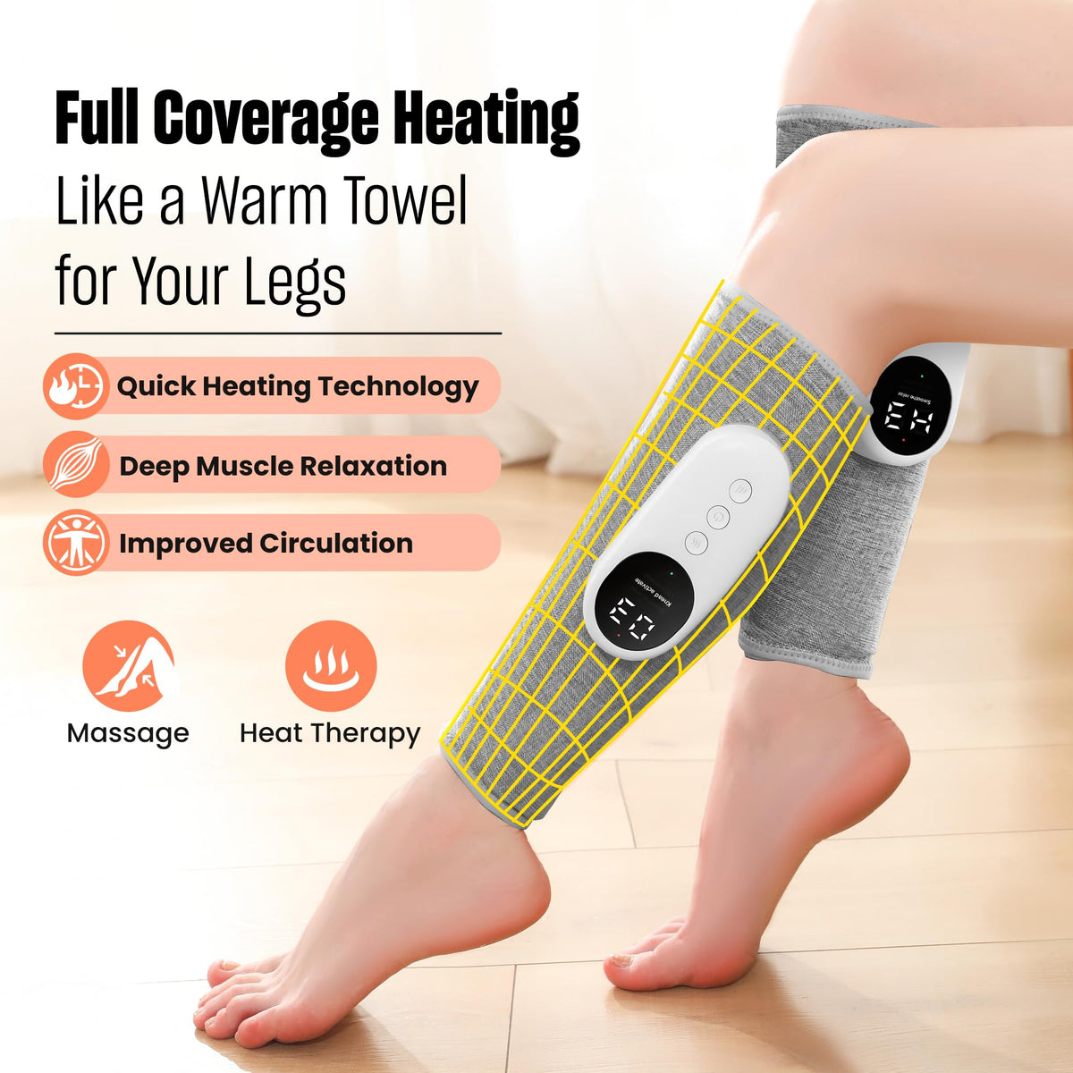 Light Gray Leg Massager with Heat and Compression X976200