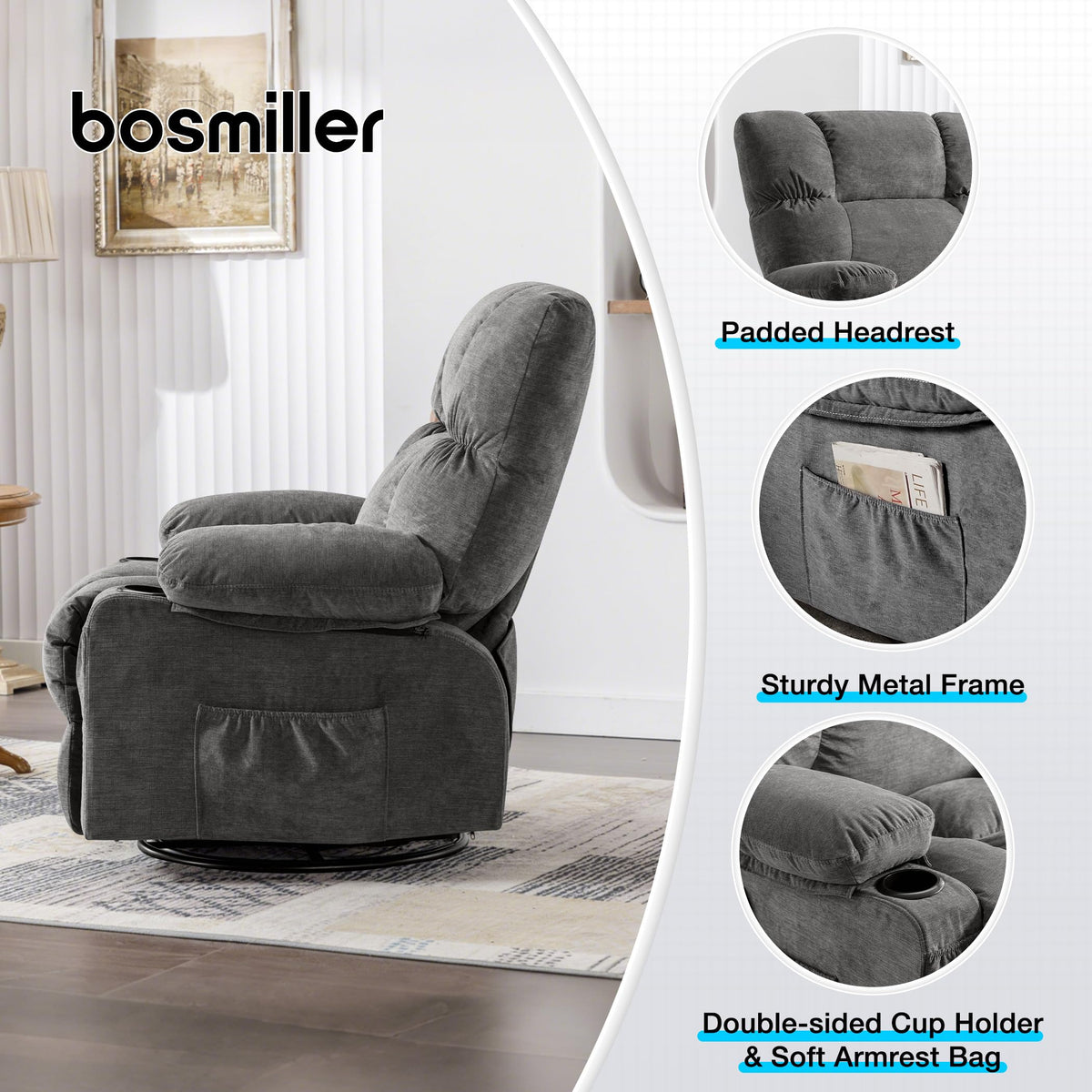 Oversized Recliner Chair with Massage and Heat Y811