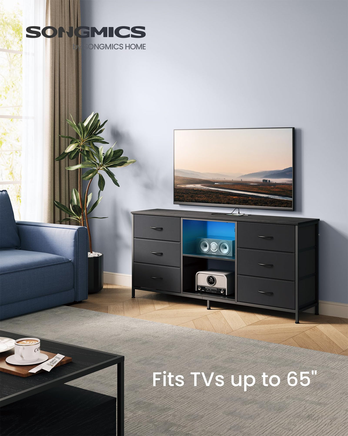 TV Stand with 6 Fabric Drawers and 2 Shelves Z86605