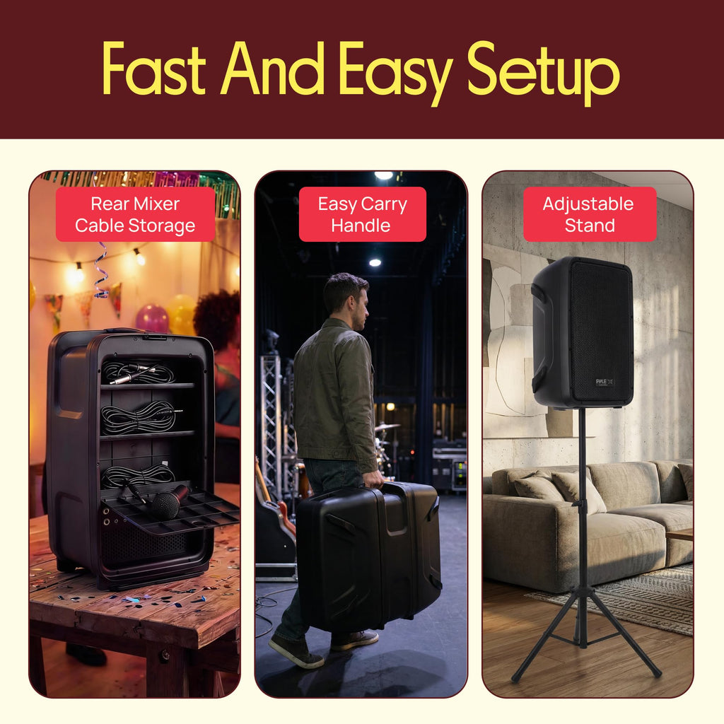 300 W Portable Wireless Bluetooth PA Speaker DJ Mixer Bundle D80085