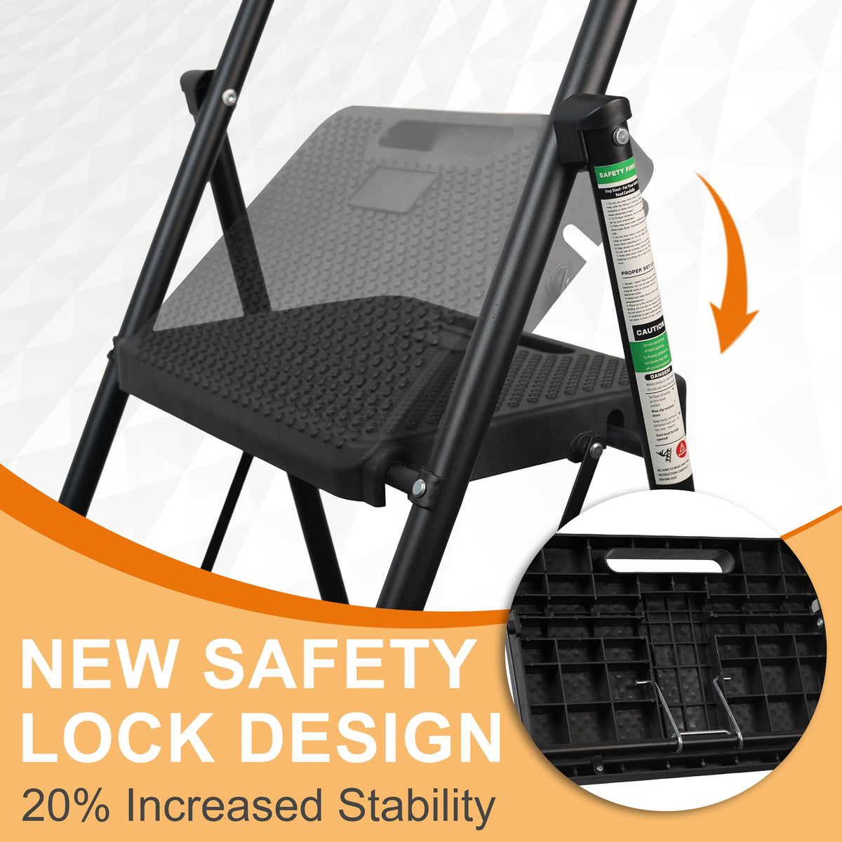 3 Step Folding Steel Ladder with Handrail M610