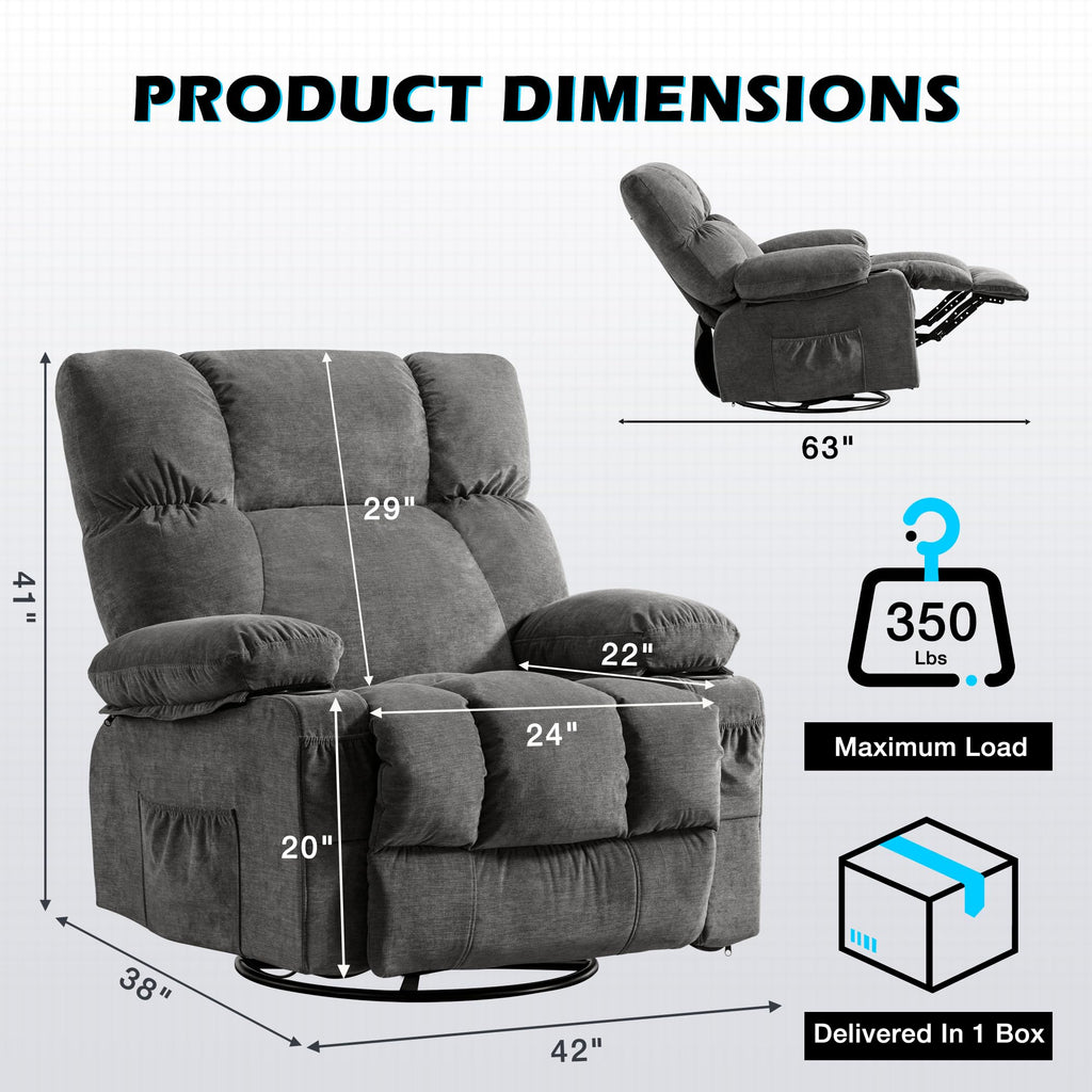 Oversized Recliner Chair with Massage and Heat Y811