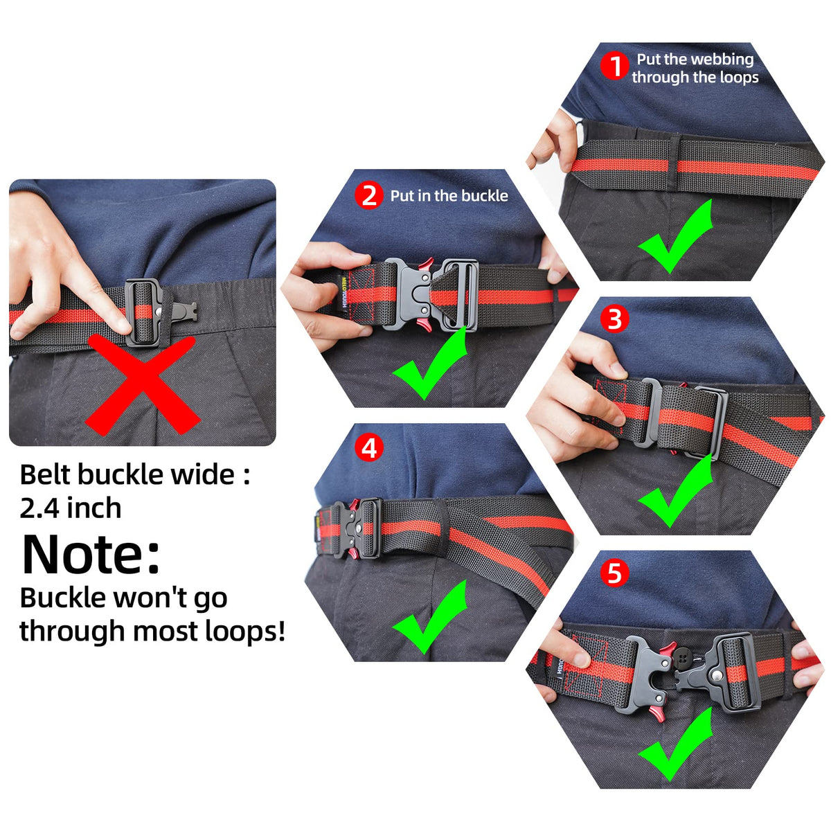 2" Nylon Web Work Tool Belt with Quick Release Metal Buckle N53491