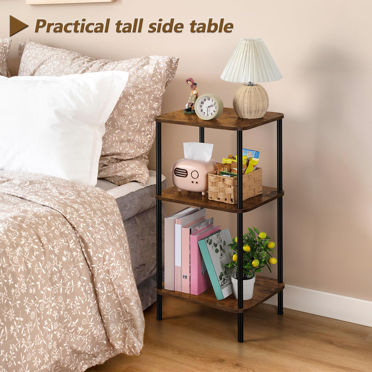 3 Tier Rustic Brown End Table J4895