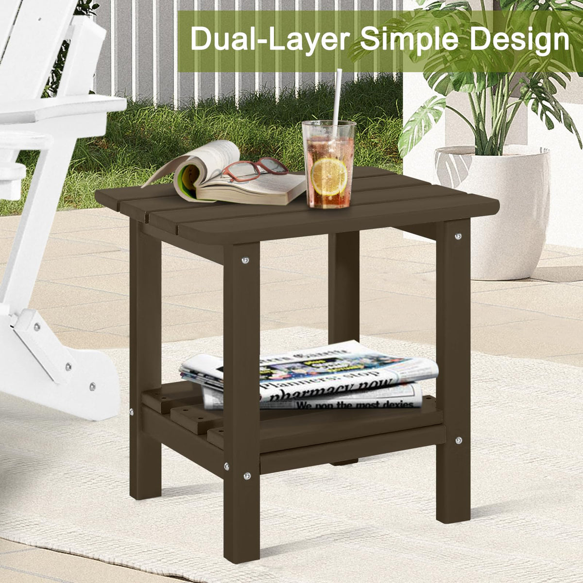 Set of 2 Dark Brown HDPE Storage Side Table T96173