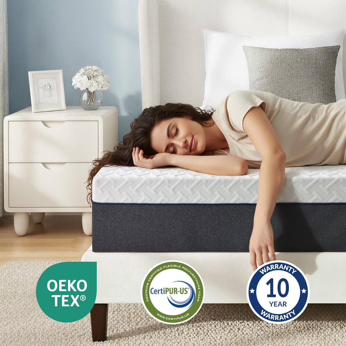 10 Inch Gel-Infused Green Tea Memory Foam Twin Mattress N9685