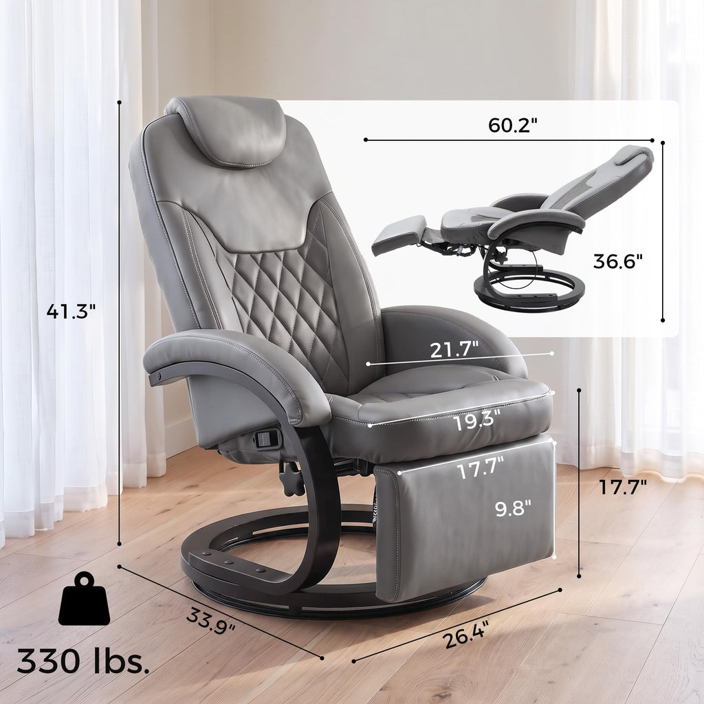Gray Manual Recliner Chair with Footrest I914892