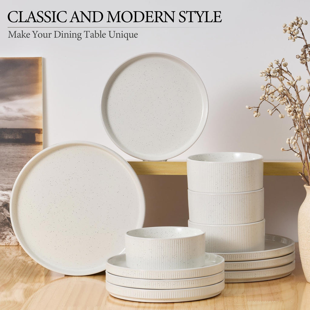 12-Piece Stoneware Plates and Bowls Set E81820