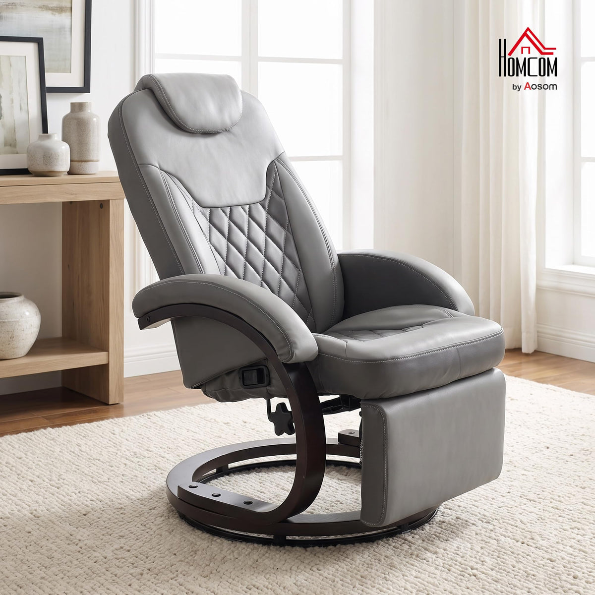 Gray Manual Recliner Chair with Footrest I914892
