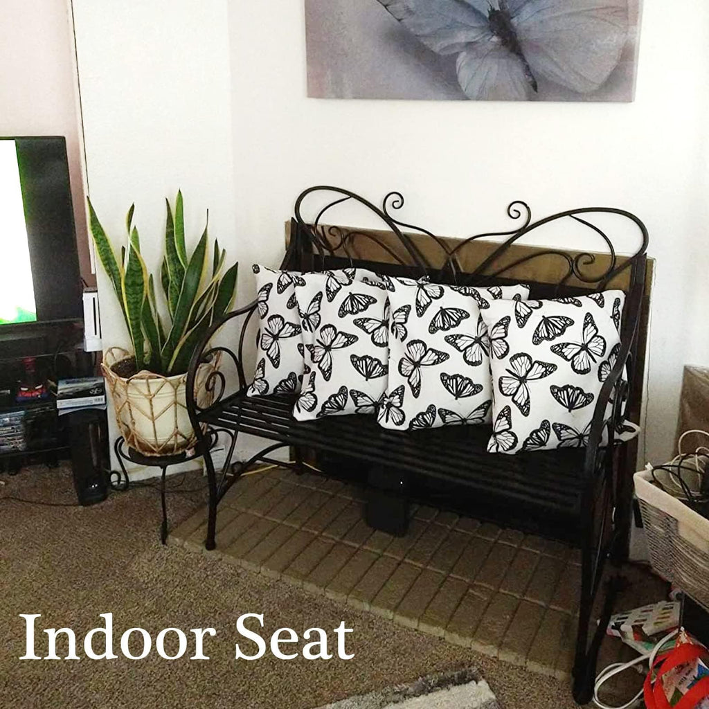 Outdoor Cast Iron Bench with Armrests Double Seats Q63520