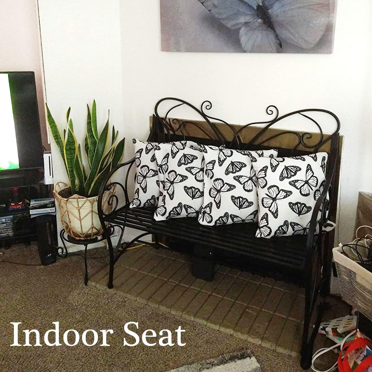 Outdoor Cast Iron Bench with Armrests Double Seats Q63520