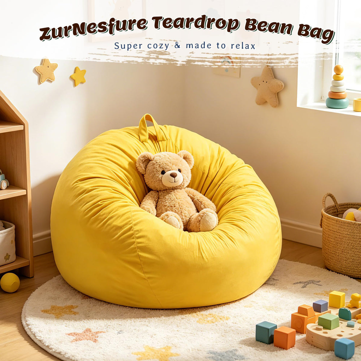 Bean Bag Chair Yellow 2FT X12271