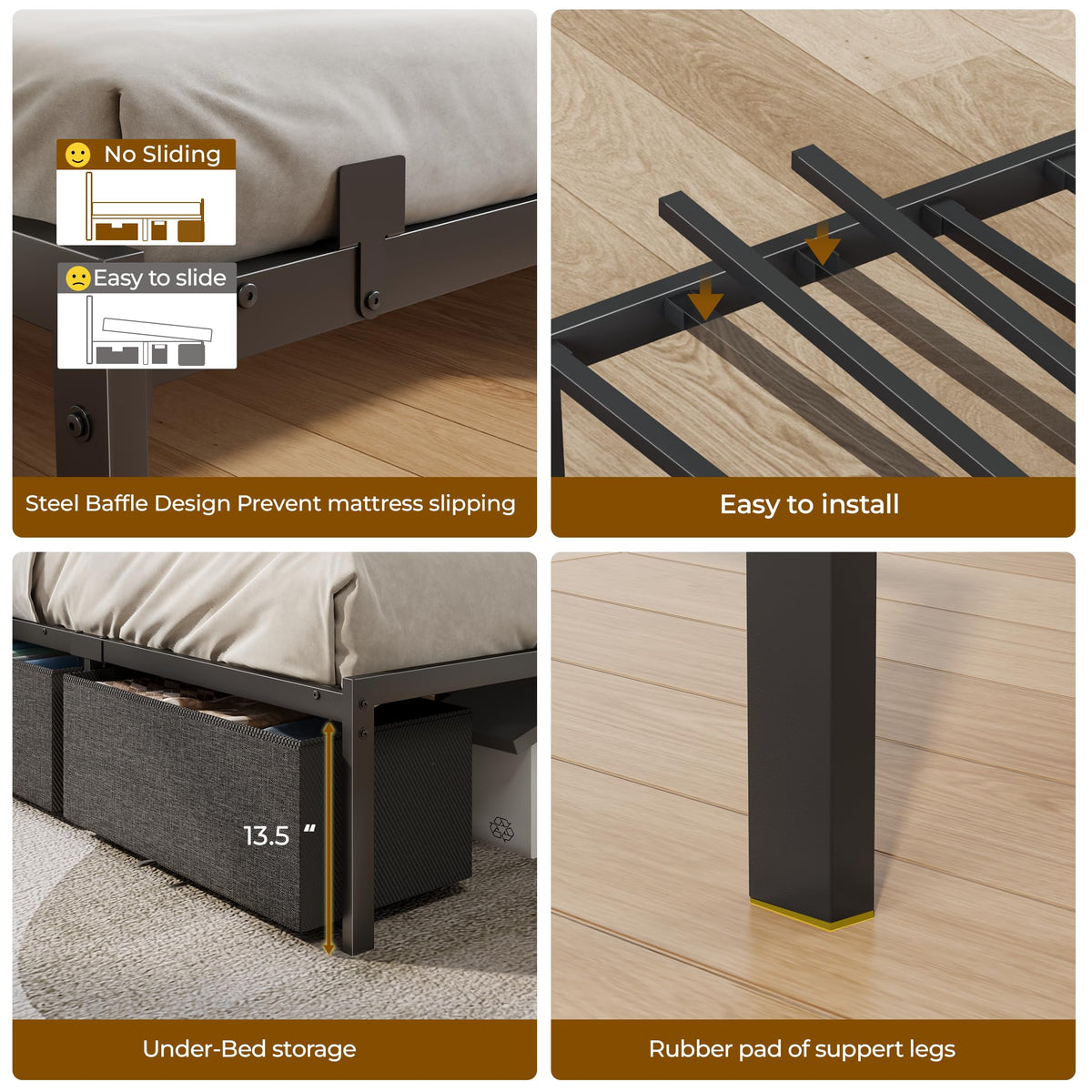 Twin Corner Bed Frame with Upholstered Headboard, 3 Storage Drawers P1929