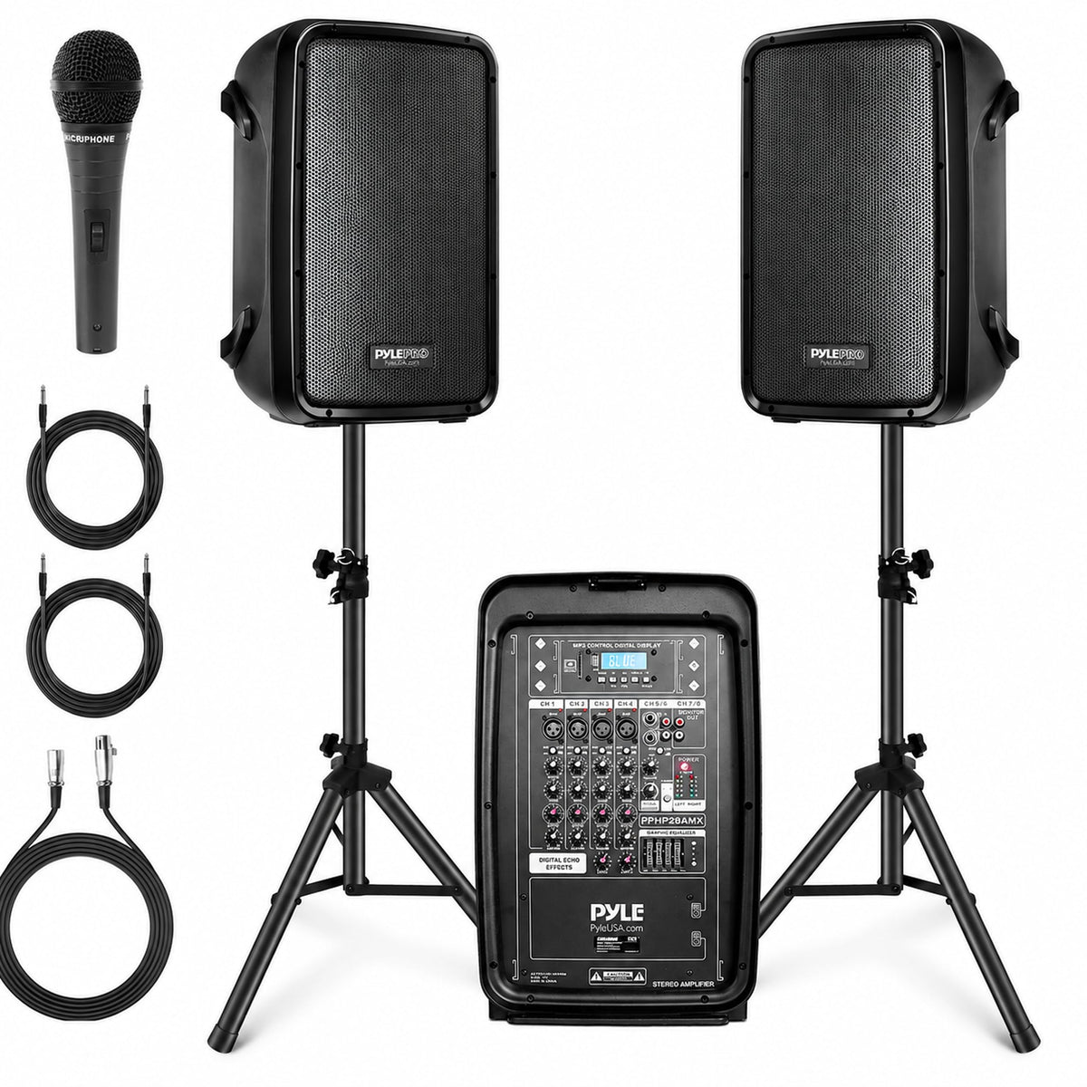 300 W Portable Wireless Bluetooth PA Speaker DJ Mixer Bundle D80085