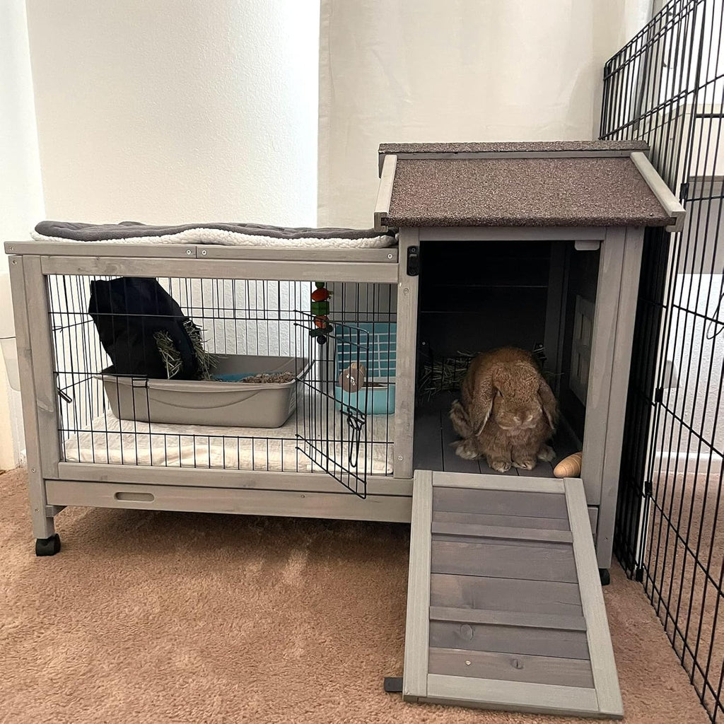 Wood Rabbit Hutch with Wire Mesh K1517