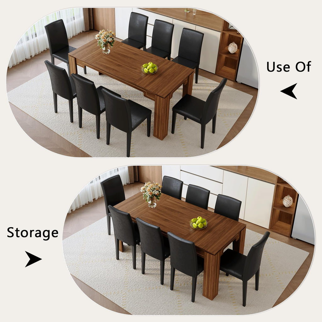 9 Piece Dining Table Set with 8 Pu Leather Chairs P212