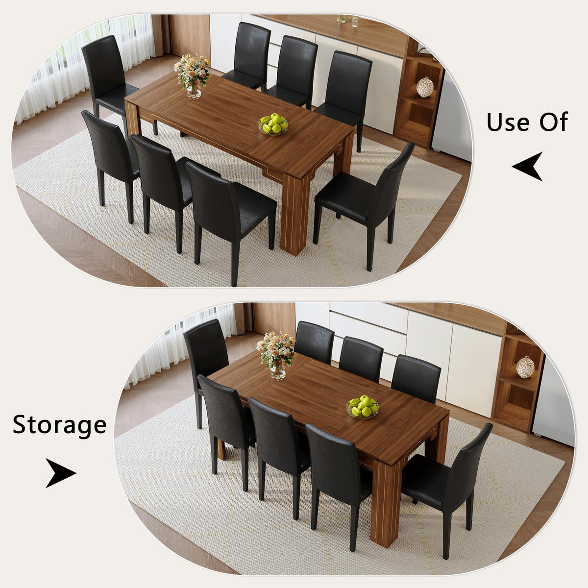 9 Piece Dining Table Set with 8 Pu Leather Chairs P212