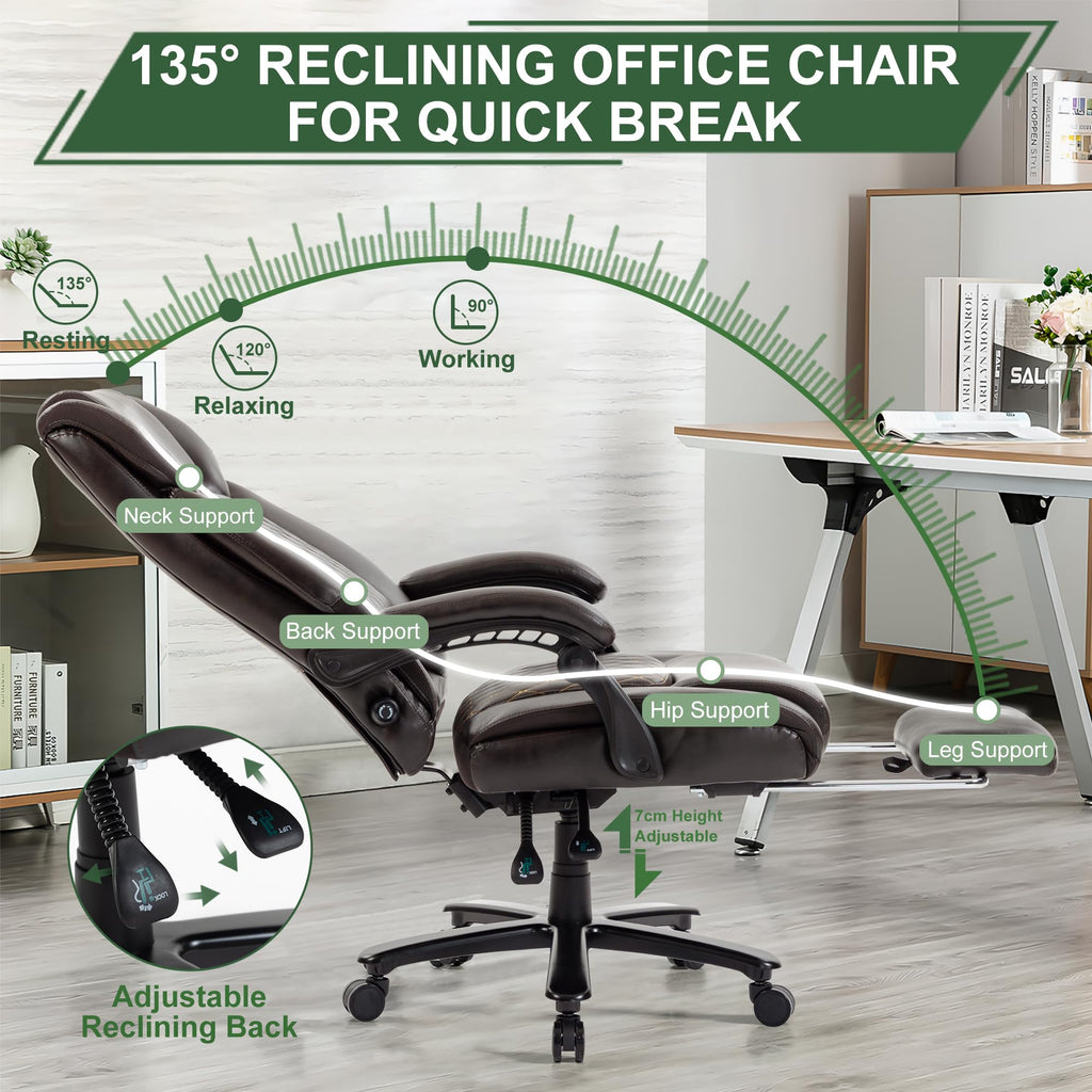Brown Reclining Executive Office Chair with Footrest D44335