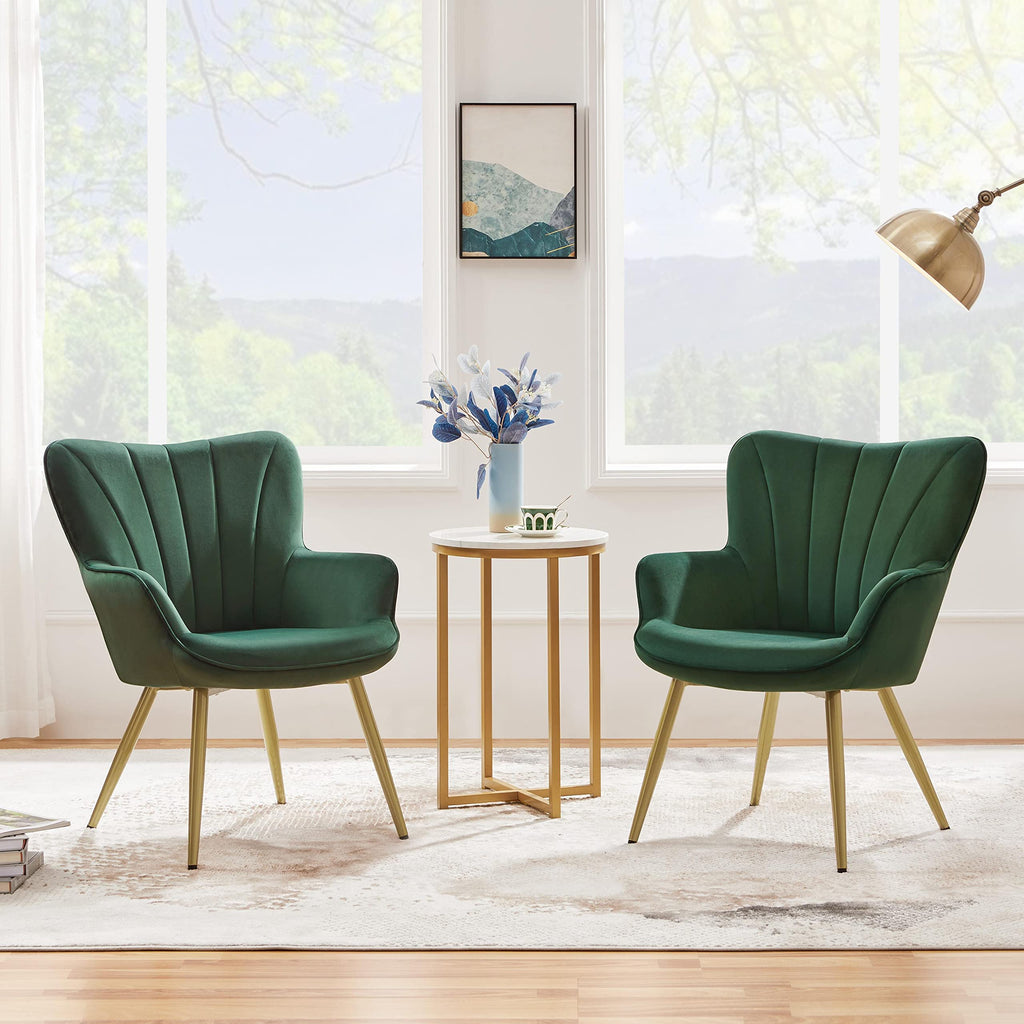 Green Upholstered Accent Chairs Set of 2 Q920