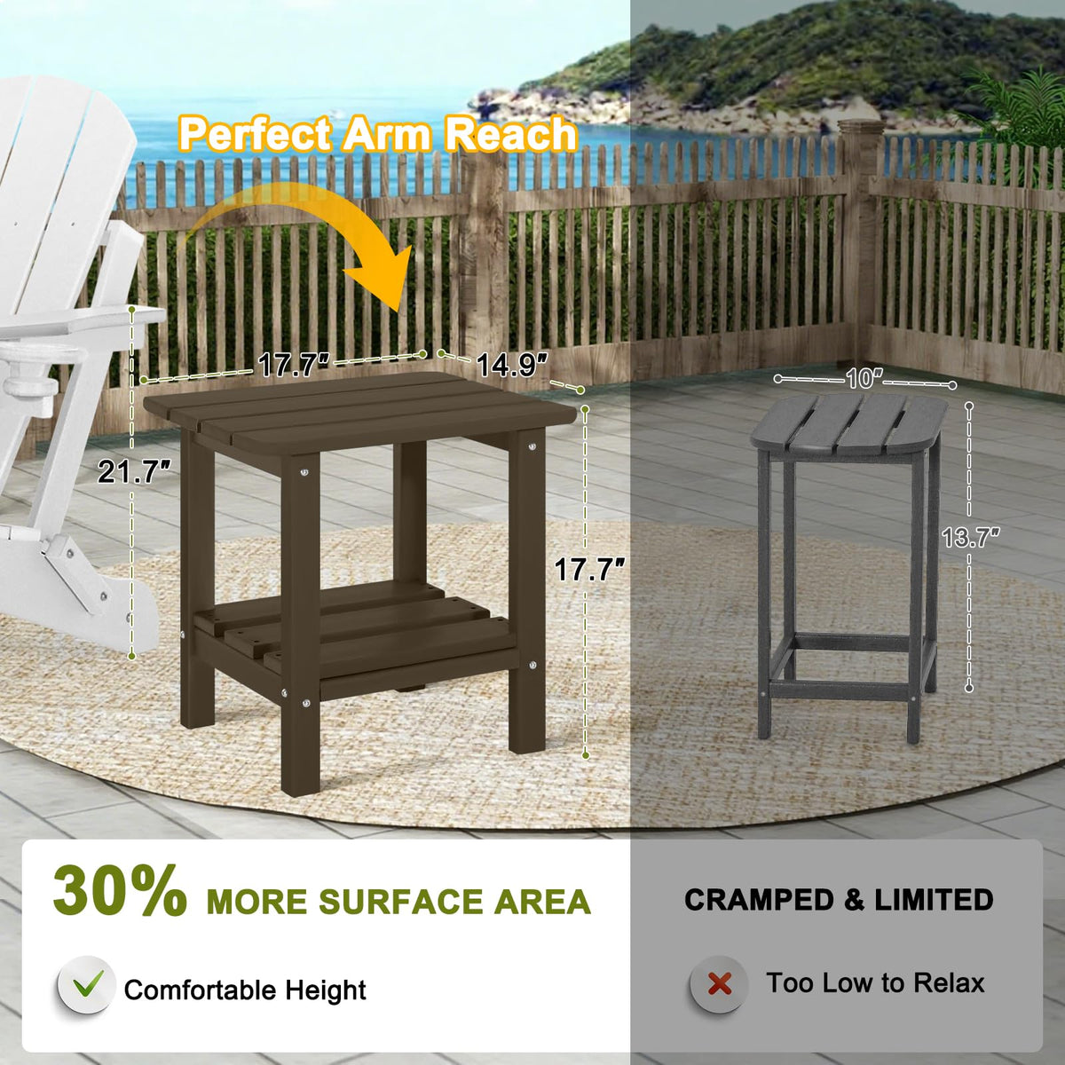 Set of 2 Dark Brown HDPE Storage Side Table T96173