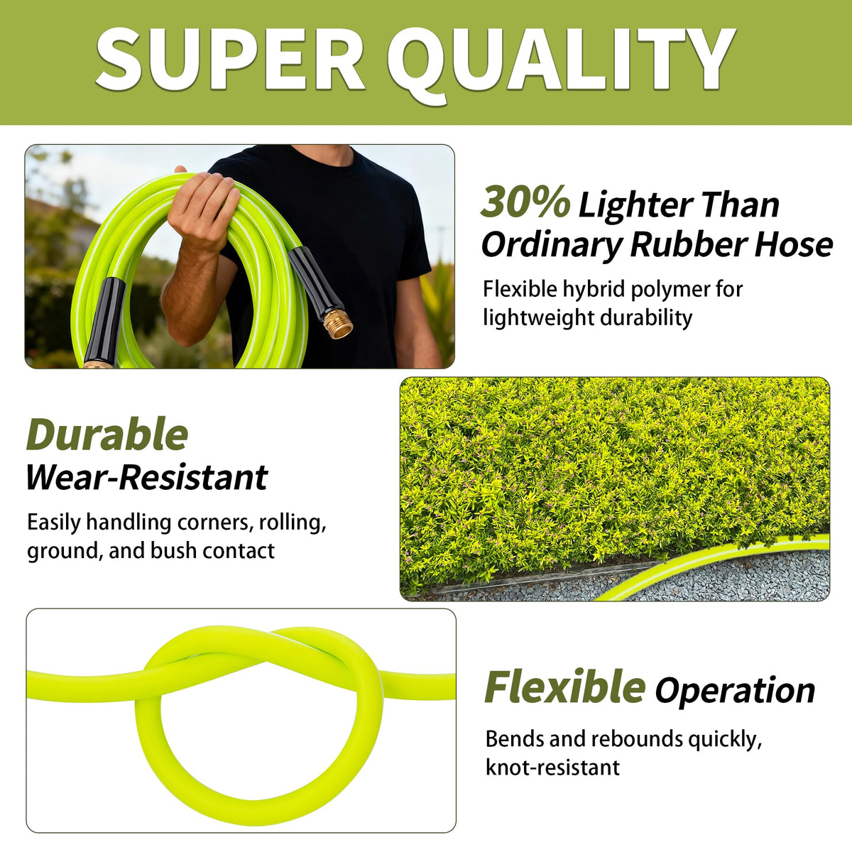 100FT x 5/8" Lightweight Hybrid Rubber Garden Hose Q109185