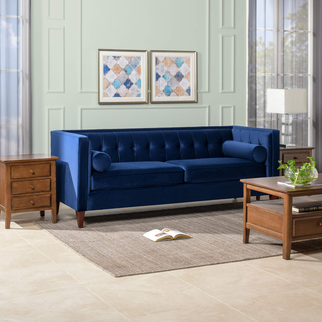 84" Navy Blue Velvet Tufted Sofa G6882