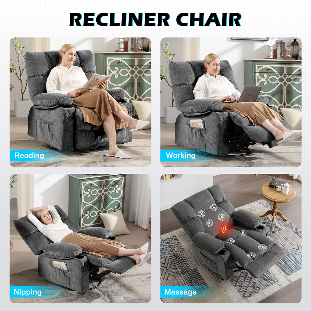 Oversized Recliner Chair with Massage and Heat Y811