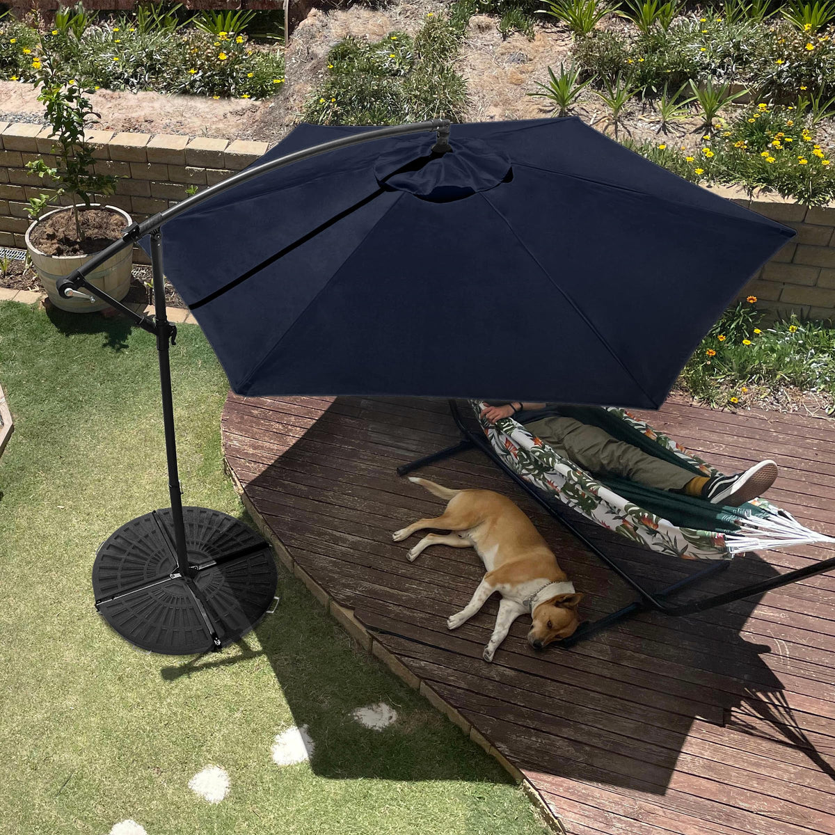 10 Ft Offset Cantilever Patio Umbrella with Cross Base B695