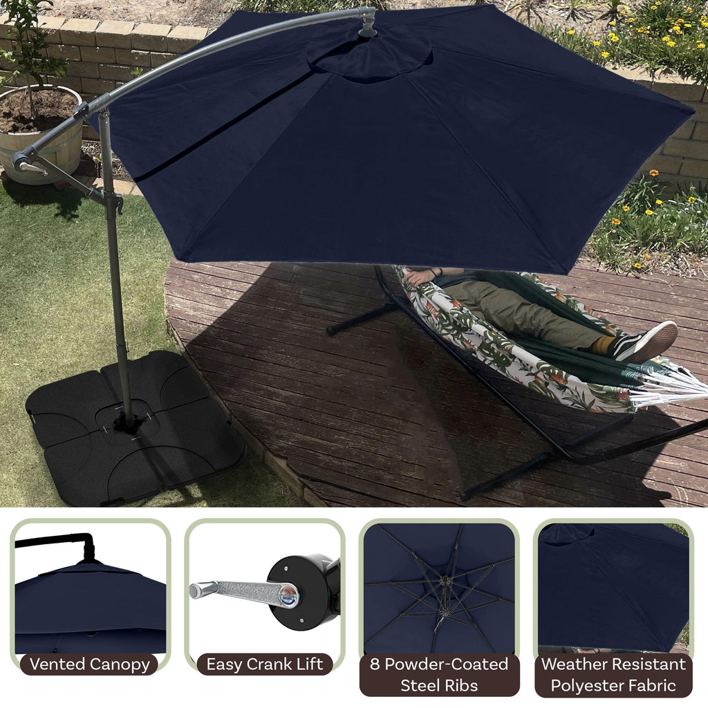 10 Ft Offset Cantilever Patio Umbrella with Cross Base B695