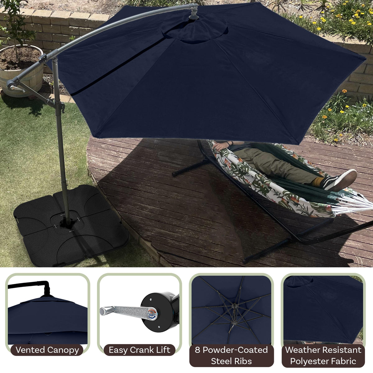 10 Ft Offset Cantilever Patio Umbrella with Cross Base B695