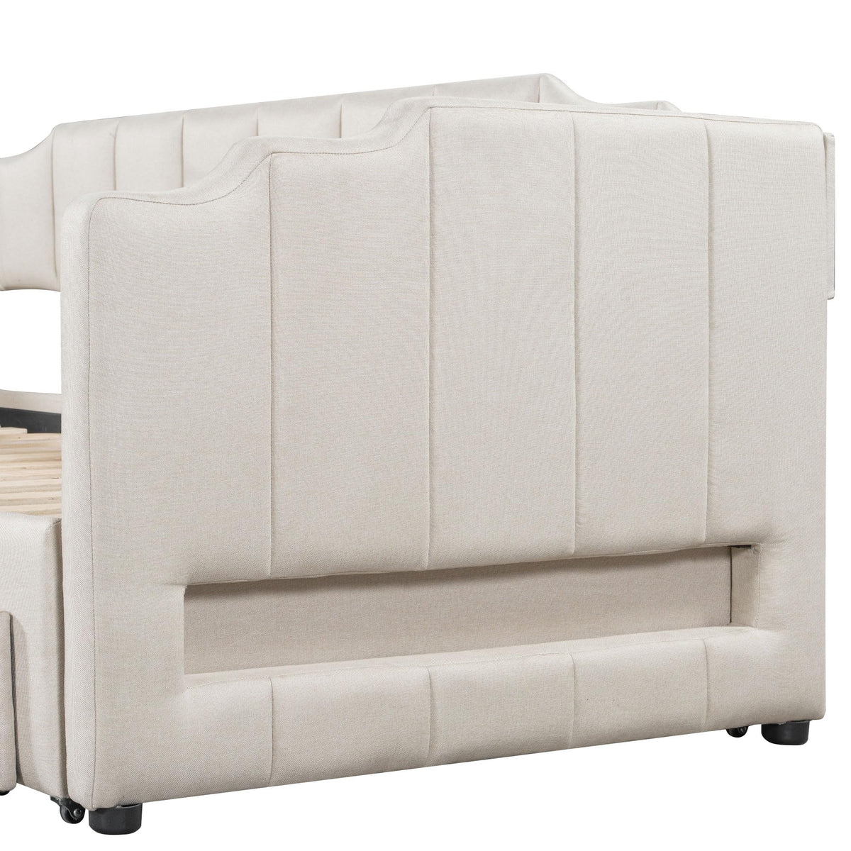 Twin XL Linen Upholstered Daybed with Storage Drawers and LED Light S211