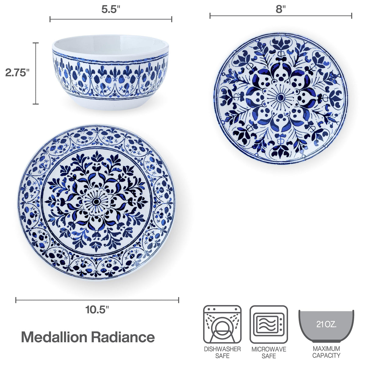 12 Piece Blue Stoneware Dinnerware Set E8964