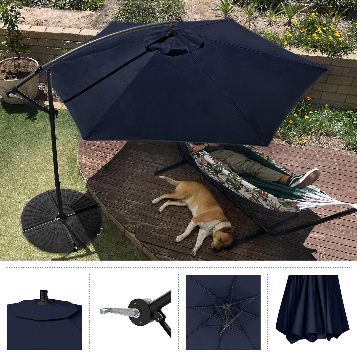 10 Ft Offset Cantilever Patio Umbrella with Cross Base B695