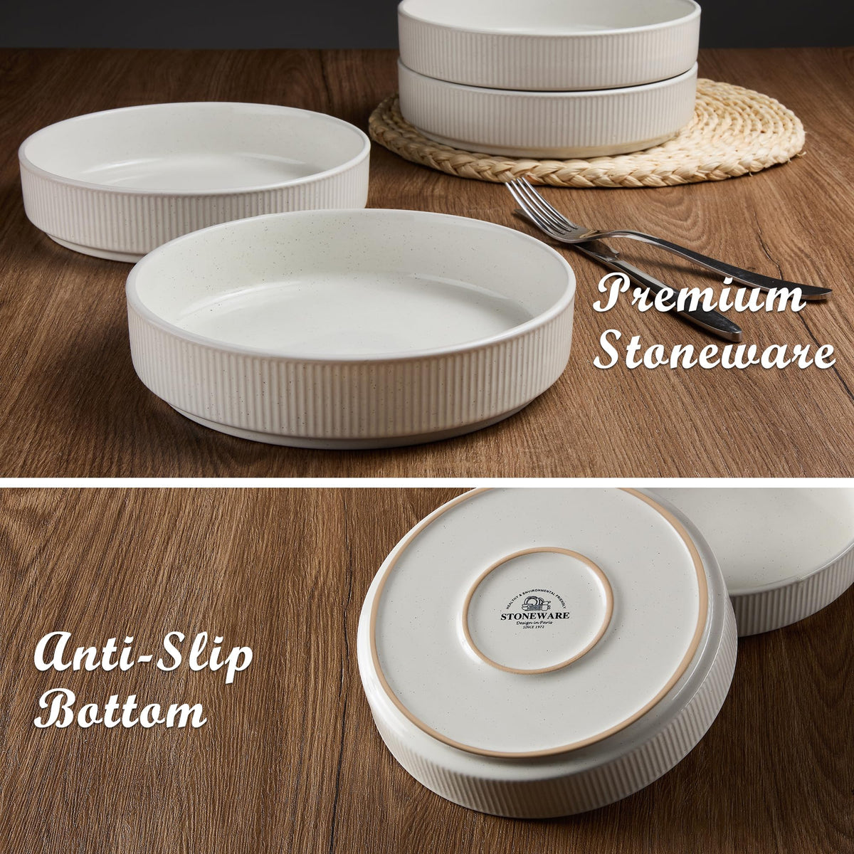 12-Piece Stoneware Plates and Bowls Set E81820